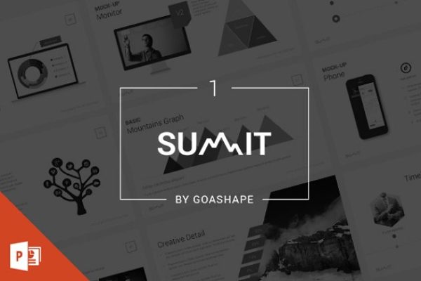 PPT 幻灯片PPT演示模板（黑白2个版本，5种配色方案） Summit PowerPoint Presentation