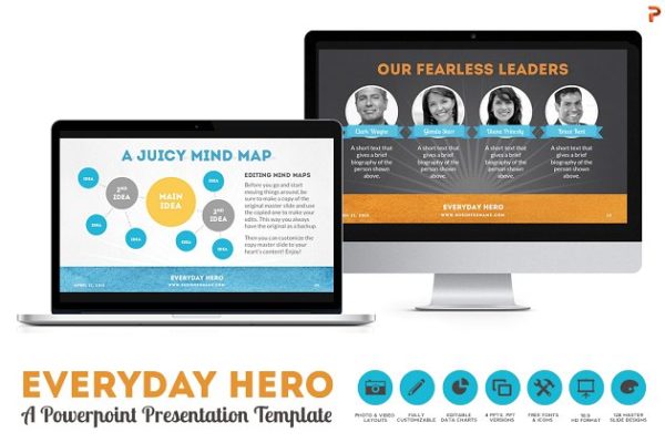 项目融资主题幻灯片PPT演示模板 Everyday Hero Powerpoint HD Template