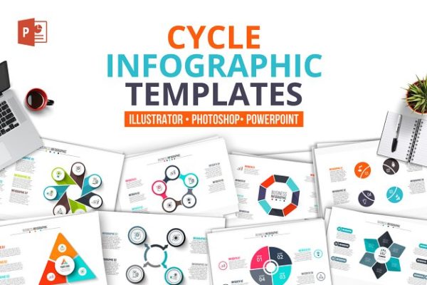 圆形信息图表幻灯片PPT演示模板设计元素 Cycle infographics templates