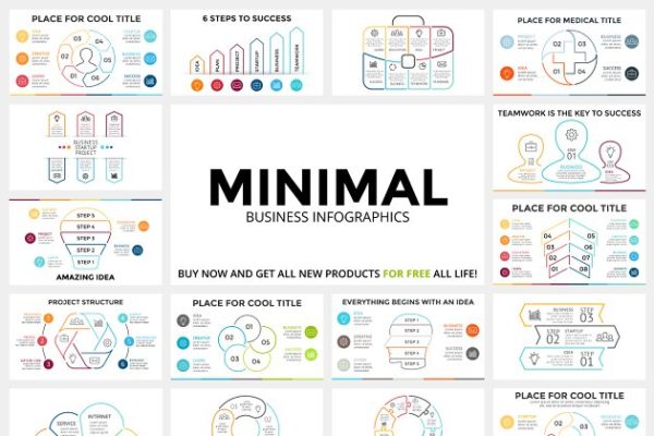 极简主义信息图表数据类幻灯片设计元素 MINIMAL – Free Updates
