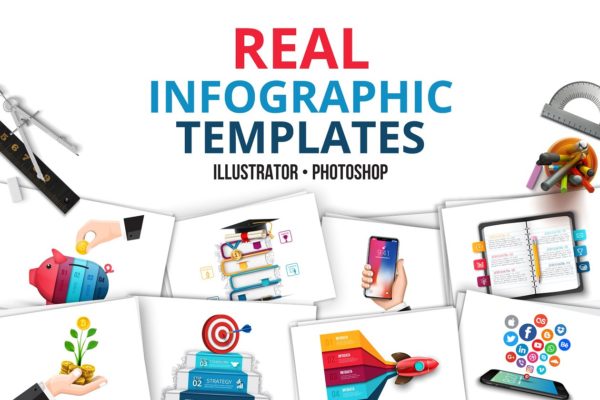 数据信息图表模板 Realistic infographic templates