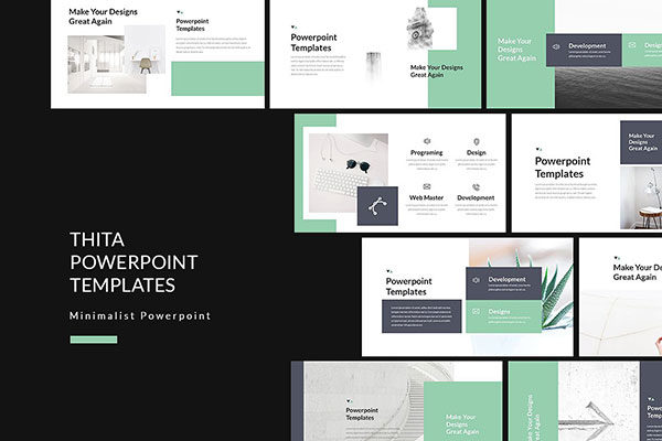 创意极简图文内容的演示模板下载 Thita Lookbook Powerpoint Templates