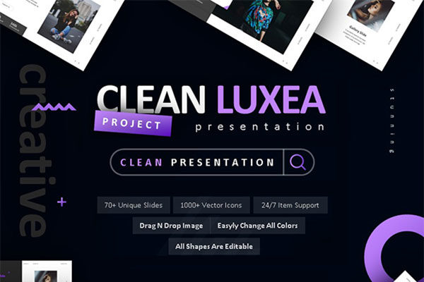 时尚极简多功能的powerpoint幻灯片演示模版 Clean Luxea Powerpoint