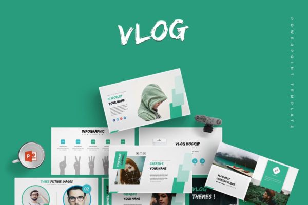 视频博客项目宣传介绍高端PPT幻灯片演示模板 Vlog – Powerpoint Template