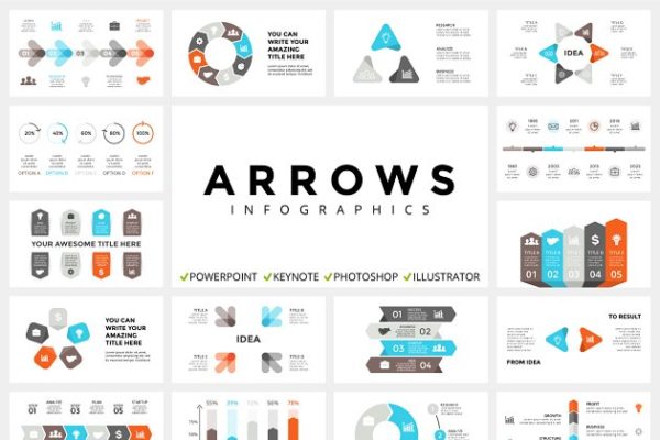 创意箭头图形信息图表模板 ARROWS – Free Updates