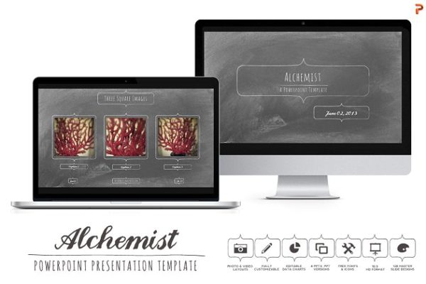 黑板报风格高端PPT幻灯片演示模板 Alchemist Powerpoint Templates