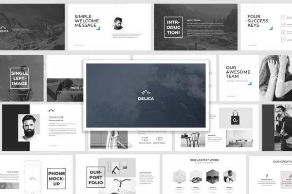 创意极简主义项目/企业宣传精美高端PPT演示模板下载 Delica Powerpoint Presentation