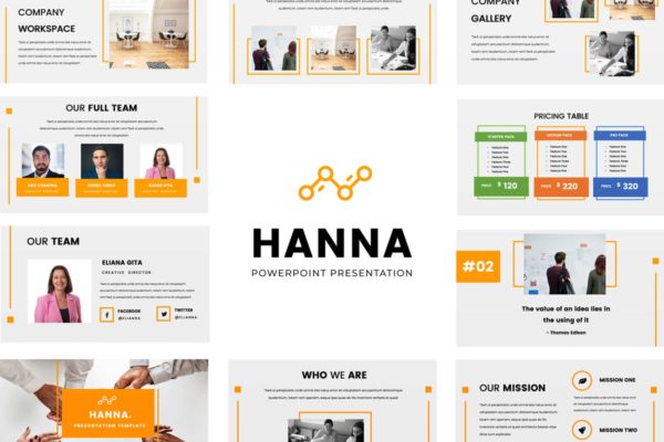 创新互联网服务推广高端PPT幻灯片演示模板 Hanna Powerpoint Presentation