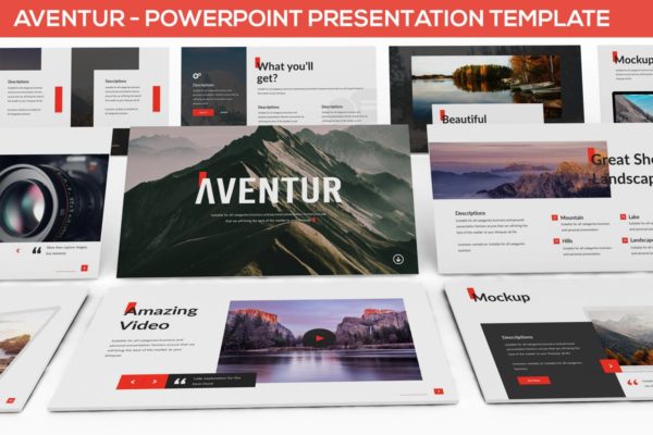 多用途现代设计风格幻灯片设计模板 Aventur – Powerpoint Presentation Template