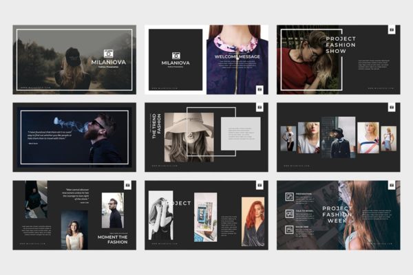时尚服装品牌行业高端PPT幻灯片演示模板 Milaniova : Fashion Powerpoint Presentation