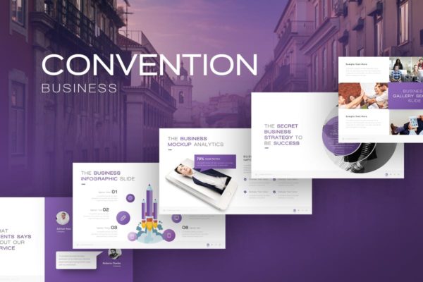 多种配色方案企业宣传介绍高端PPT幻灯片演示模板 Convention Business Presentation