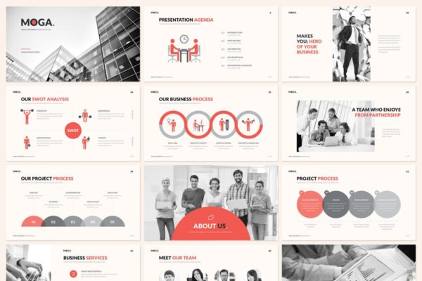 中小企业业务演示PPT模板素材 MOGA. Small Business Presentation PowerPoint