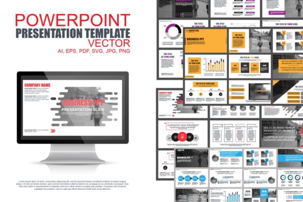 经典实用数据统计信息图表高端PPT幻灯片演示模板 Powerpoint Templates