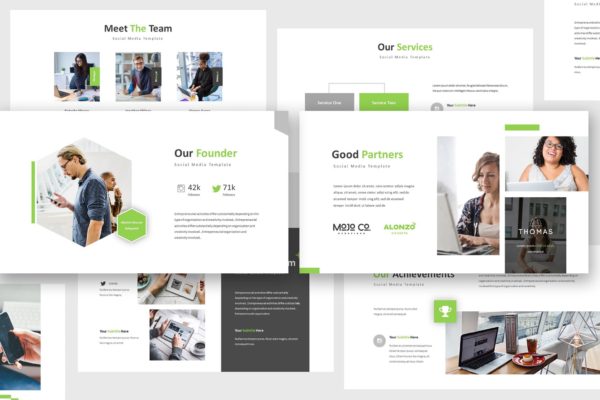 社交媒体提案/项目策划高端PPT幻灯片演示模板 Social Media Powerpoint Template