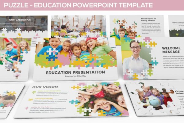 益智拼图教育高端PPT幻灯片演示模板素材 Puzzle – Education Powerpoint Template
