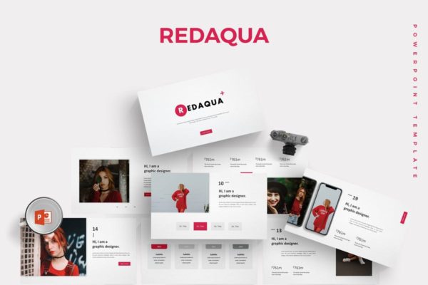 设计师个人简历履历高端PPT幻灯片演示模板 Redaqua – Powerpoint Template