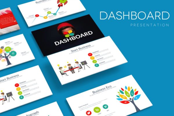 创意项目计划书演示高端PPT幻灯片演示模板 DASHBOARD Powerpoint Template