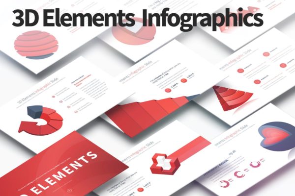 3D元素信息图表市场数据统计高端PPT幻灯片演示模板 3D Elements – PowerPoint Infographics Slides