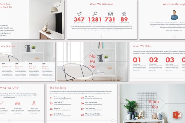 简约创意独特多用途PPT模板设计素材精选 Namina – Powerpoint Template