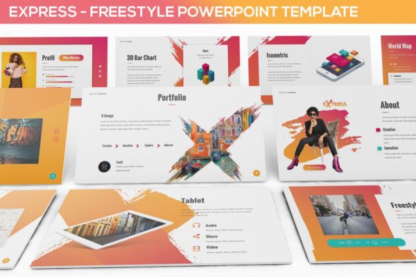 商业演示创意PowerPoint幻灯片PPT演示模板 Express – Freestyle Powerpoint Template