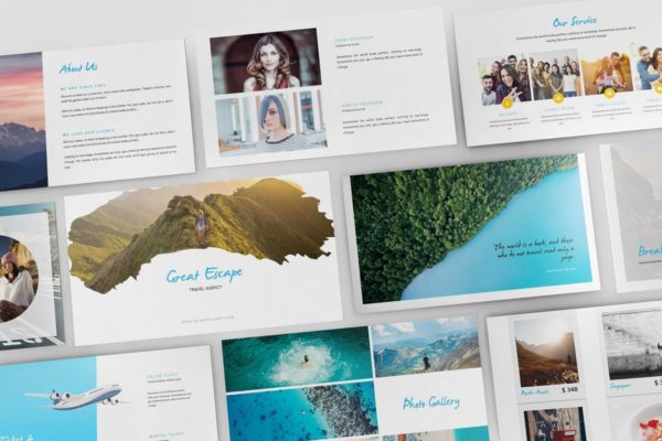 旅行社旅游代理服务高端PPT幻灯片演示模板 Travel Agency Powerpoint Template