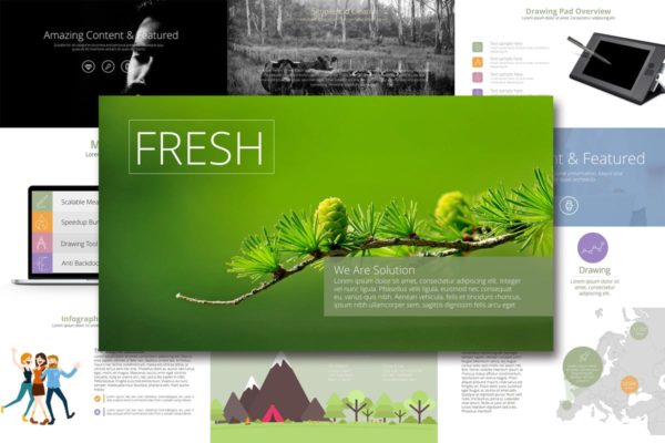 创意电子商务推广高端PPT幻灯片演示模板 Fresh Powerpoint