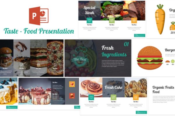 美味西式快餐主题PPT模板设计素材精选 Taste – Food Powerpoint Template