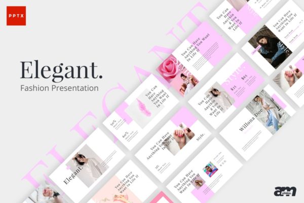 女性时尚主题电子商务高端PPT幻灯片演示模板 Elegant Fashion Powerpoint