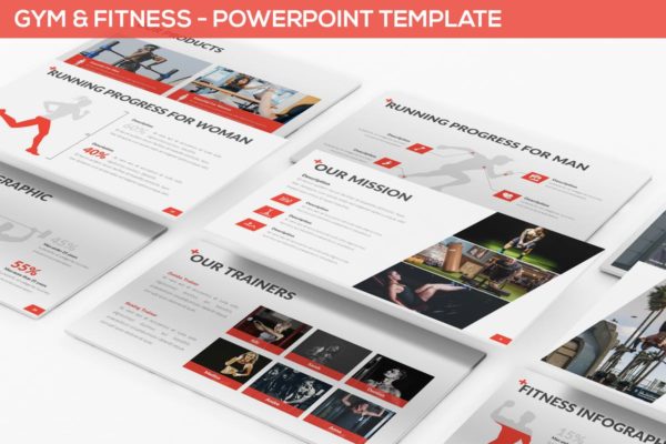 健身主题高端PPT演示模板下载 Gym & Fitness – Powerpoint Template