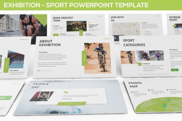 体育运动行业高端PPT幻灯片演示模板下载 Exhibition – Sport Powerpoint Template