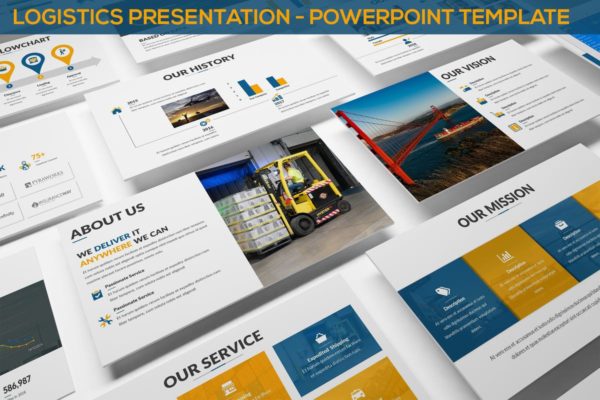 物流快递运输企业适用高端PPT幻灯片演示模板 Logistics Presentation – Powerpoint Template