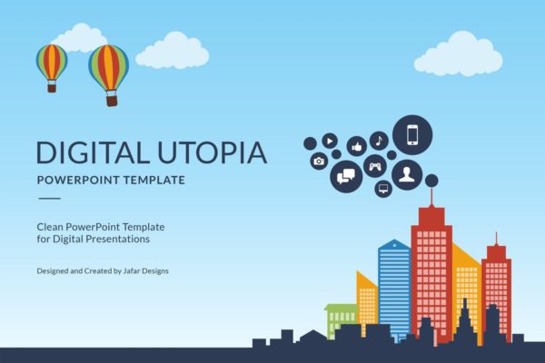 数据信息科技风格高端PPT幻灯片演示模板下载 Digital Utopia PowerPoint Template