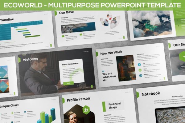 银行证券保险金融行业分析高端PPT幻灯片演示模板 Ecoworld – Multipurpose Powerpoint Template