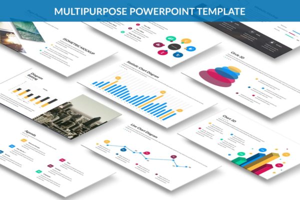 多用途数据信息图表类型高端PPT幻灯片演示模板 Omega Powerpoint Template