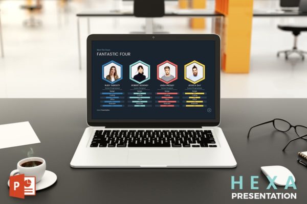 初创公司业务团队介绍高端PPT幻灯片演示模板下载 HEXA – Powerpoint Presentation Template