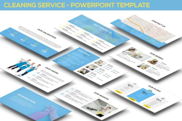 上门保洁服务方案高端PPT幻灯片演示模板 Cleaning Service – Powerpoint Template
