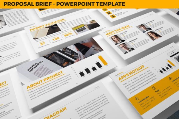 商业提案工作汇报高端PPT幻灯片演示模板 Proposal Brief Powerpoint Template
