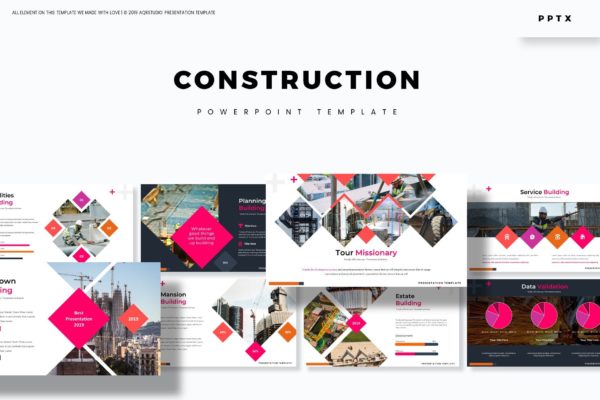 建筑设计/建筑公司适用的高端PPT幻灯片演示模板 Contruction – Powerpoint Template