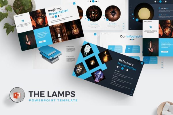 产品推广策划方案高端PPT幻灯片演示模板素材 The Lamps – Powerpoint Template