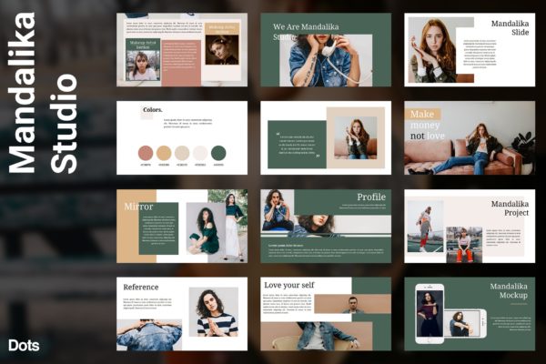 关于化妆/化妆师主题高端PPT幻灯片演示模板 Mandalika – Powerpoint Tamplate
