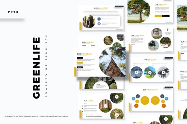 园林景观设计高端PPT幻灯片演示模板下载 Greenlife – Powerpoint Template