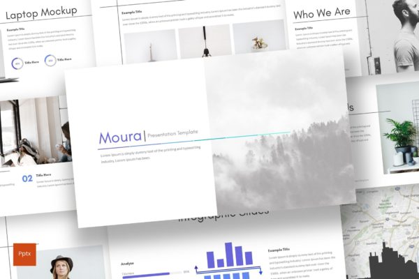 企业里程碑企业宣传高端PPT幻灯片演示模板 Moura – Powerpoint Template