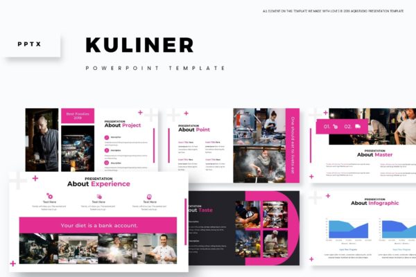 餐厅美食主题/餐厅加盟高端PPT幻灯片演示模板下载 Kuliner – Powerpoint Template