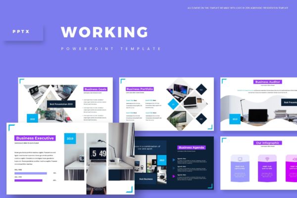 众创空间商业计划书高端PPT幻灯片演示模板 Working – Powerpoint Template