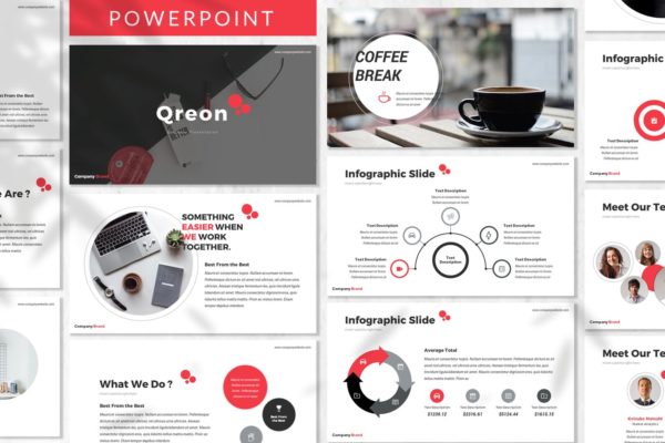 经典简约公司简介高端PPT幻灯片演示模板 Qreon – Business Powerpoint Template