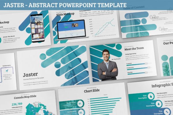 互联网科技公司业务介绍高端PPT幻灯片演示模板 Jaster – Abstract Powerpoint Template