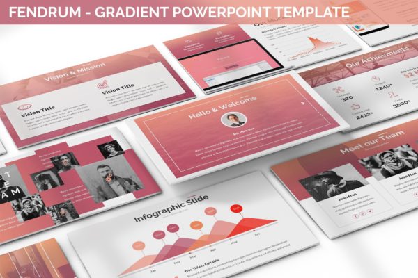 抽象几何渐变色企业融资计划高端PPT幻灯片演示模板 Fendrum – Gradient Powerpoint Template
