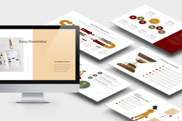 市场分析/市场调研报告高端PPT演示模板下载 Rozua : Vector Infographic Business Powerpoint