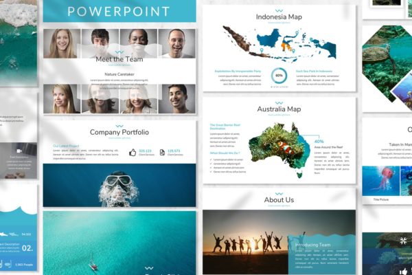 海岛海洋旅游代理公司介绍高端PPT幻灯片演示模板 Mare – Ocean Powerpoint Template