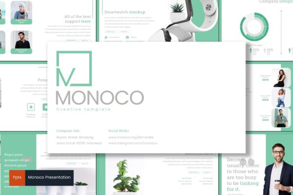 高端数码产品研发企业推广高端PPT幻灯片演示模板 Monoco – Powerpoint Template